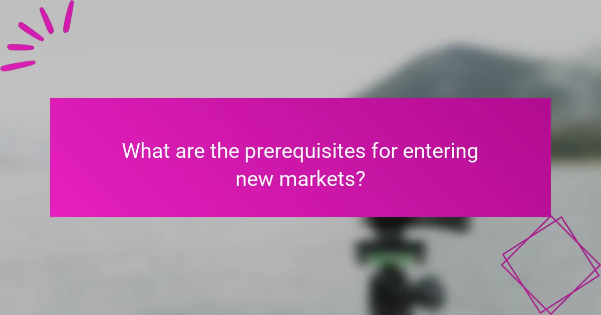 What are the prerequisites for entering new markets?