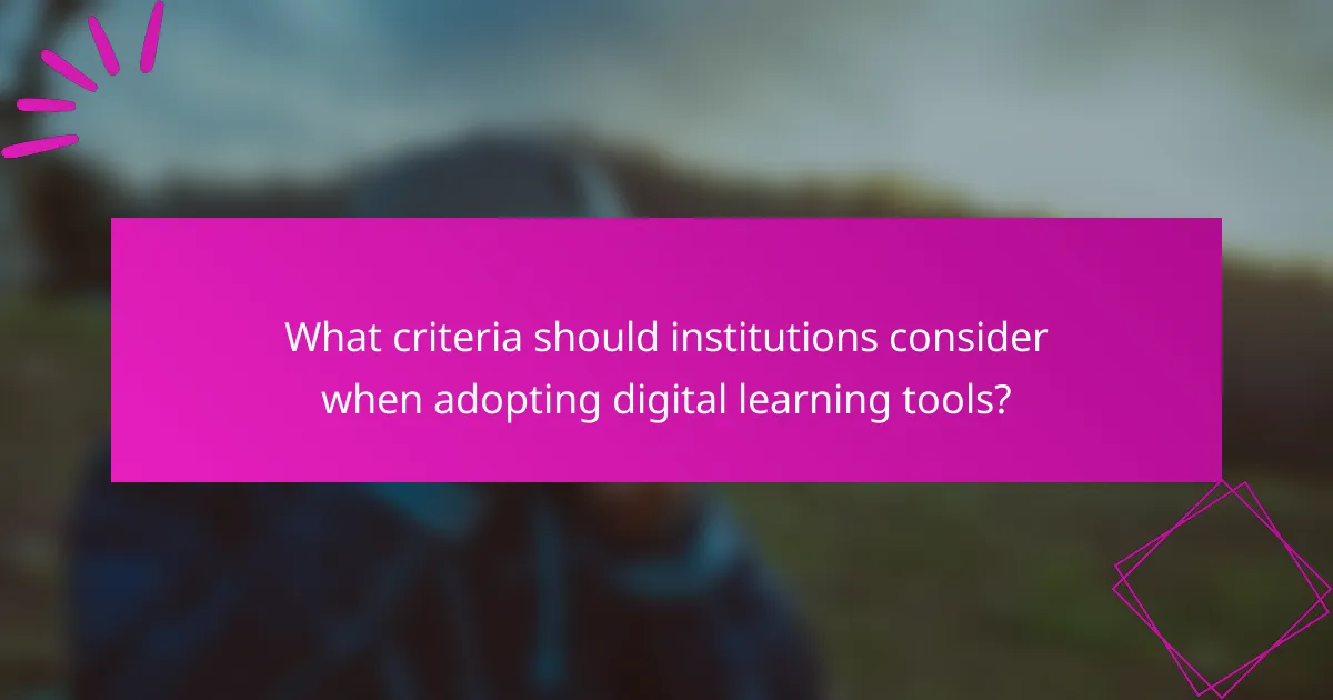 What criteria should institutions consider when adopting digital learning tools?