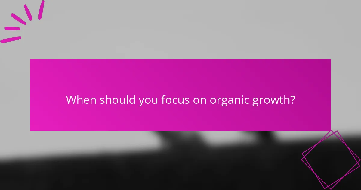 When should you focus on organic growth?